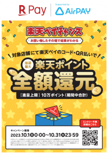 楽天ポイント還元　2023.10.1-10.31